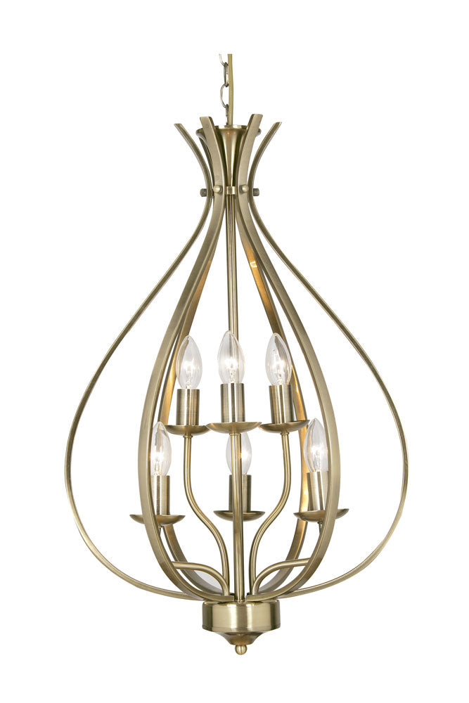 Araba 6 Light- Antique Brass/ Polished Chrome