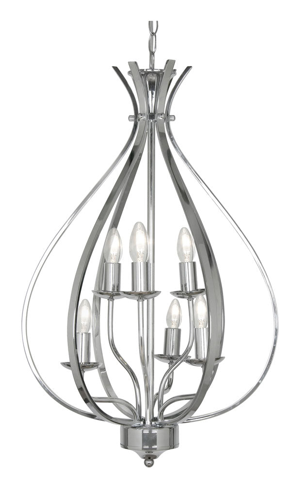 Araba 6 Light- Antique Brass/ Polished Chrome