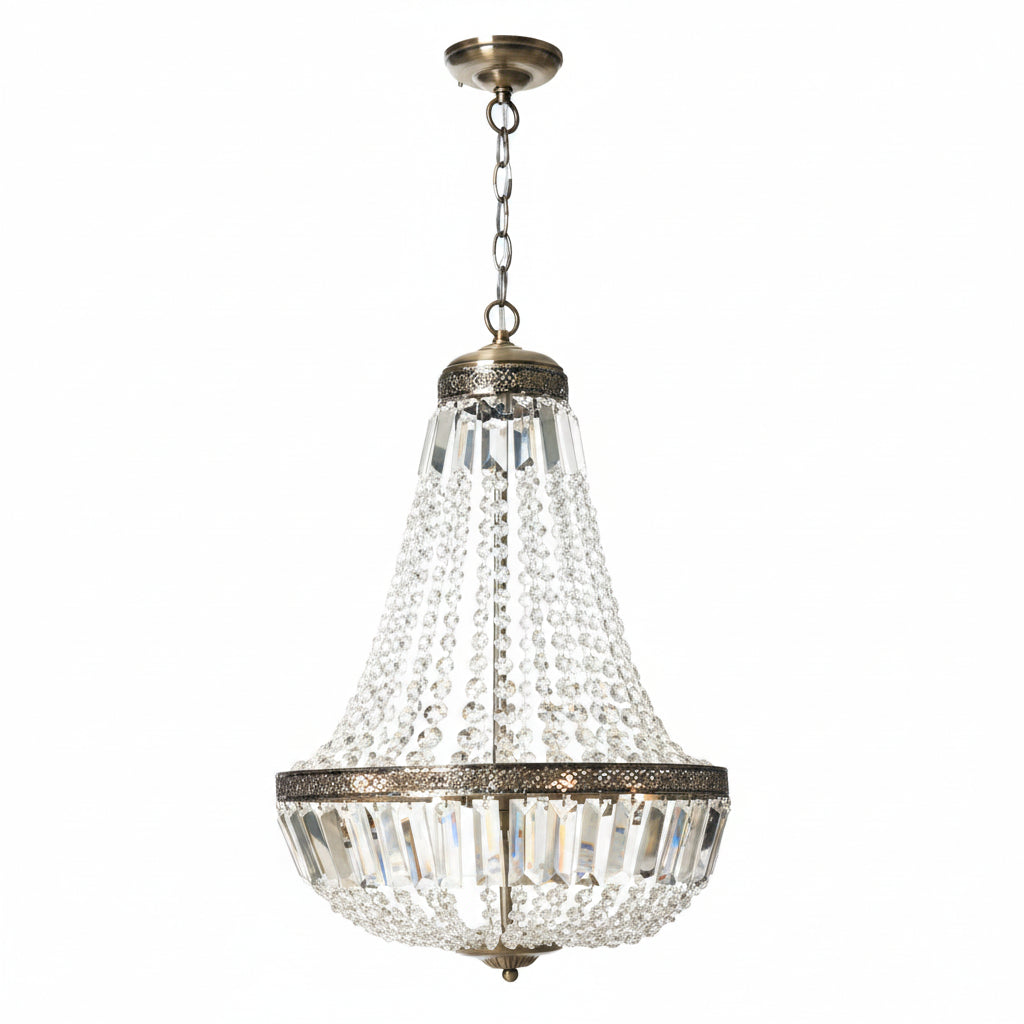 Esmeralda Ceiling Light- Antique Brass w Crystal