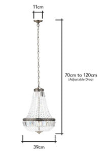 Esmeralda Ceiling Light- Antique Brass w Crystal