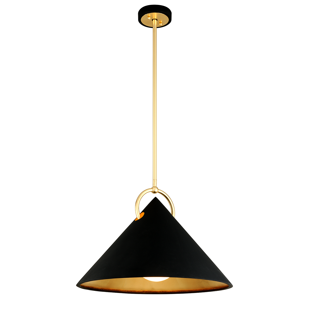 Charm 1Lt Pendant - Black & Gold Leaf