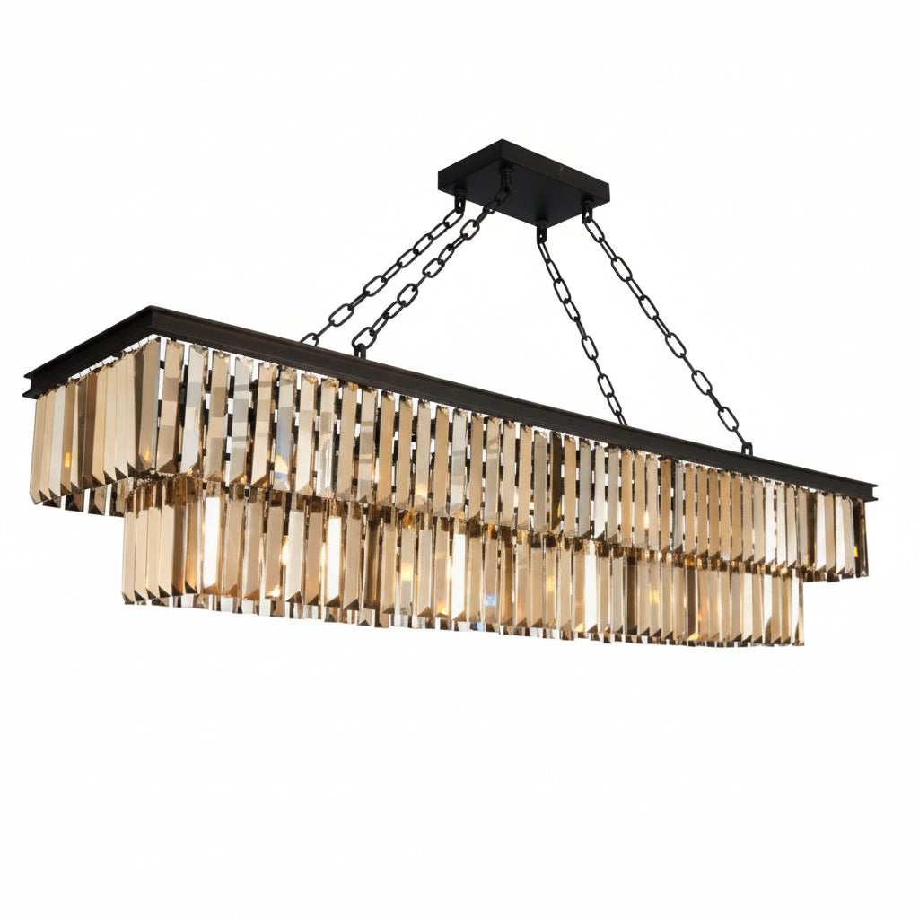 Inges 9 Lt Rectangle Kitchen Light- Bonze Crystal