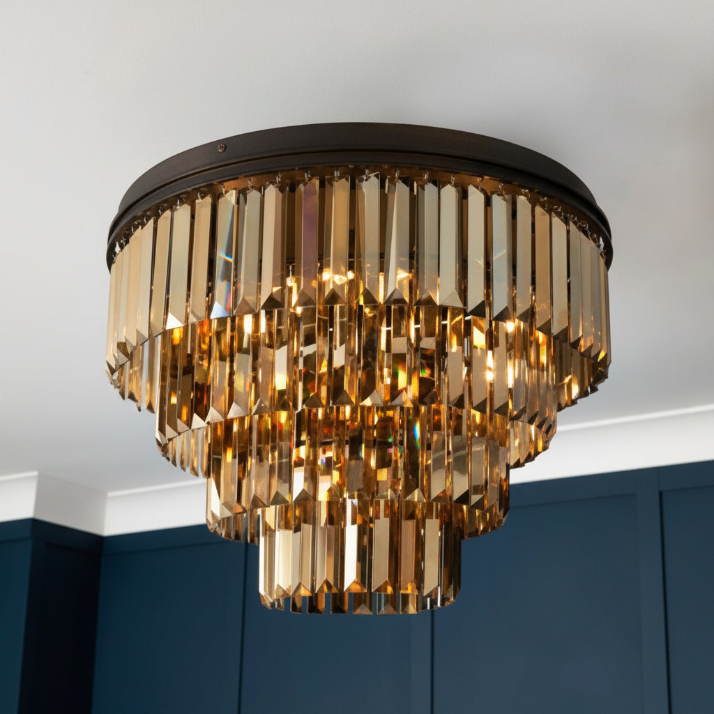 Inges 7lt Flush Light- Bronze Crystal