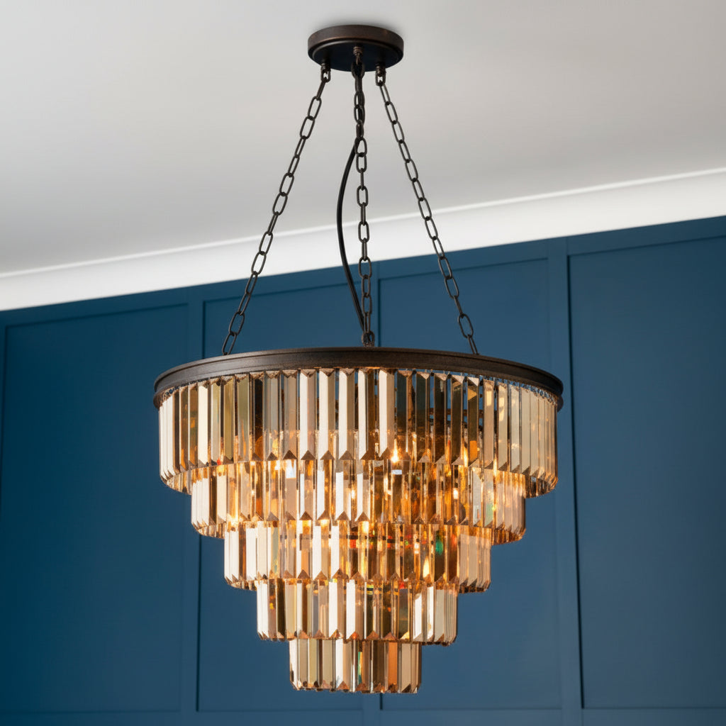 Inges 10 Light Chandelier- Bronze Crystal