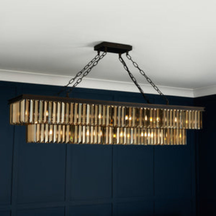 Inges 9 Lt Rectangle Kitchen Light- Bonze Crystal