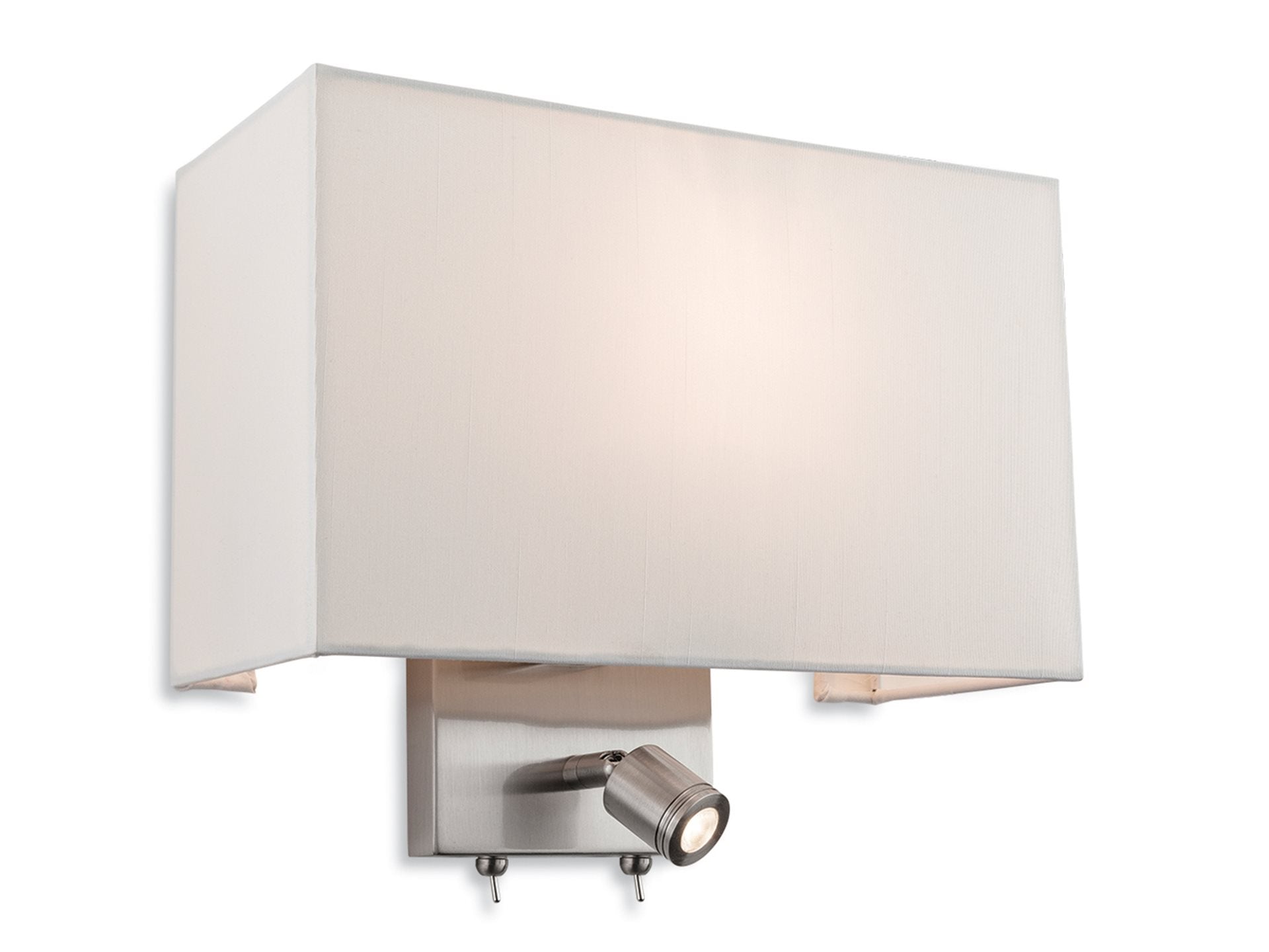 Fargo 2Lt Wall Light- Brushed Steel with Cream Shade