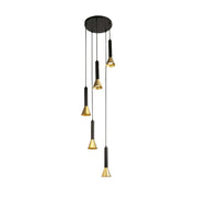 Signal 5Lt Multi-Drop Pendant - Black & Gold Metal GU10