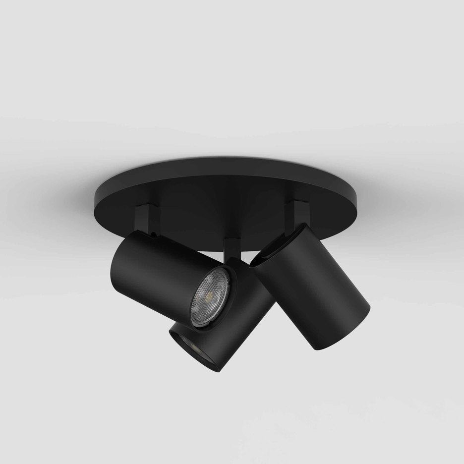 Ascoli Triple Round Flush Light - Bronze/Matt Black/Matt Nickel/Textured White Finish