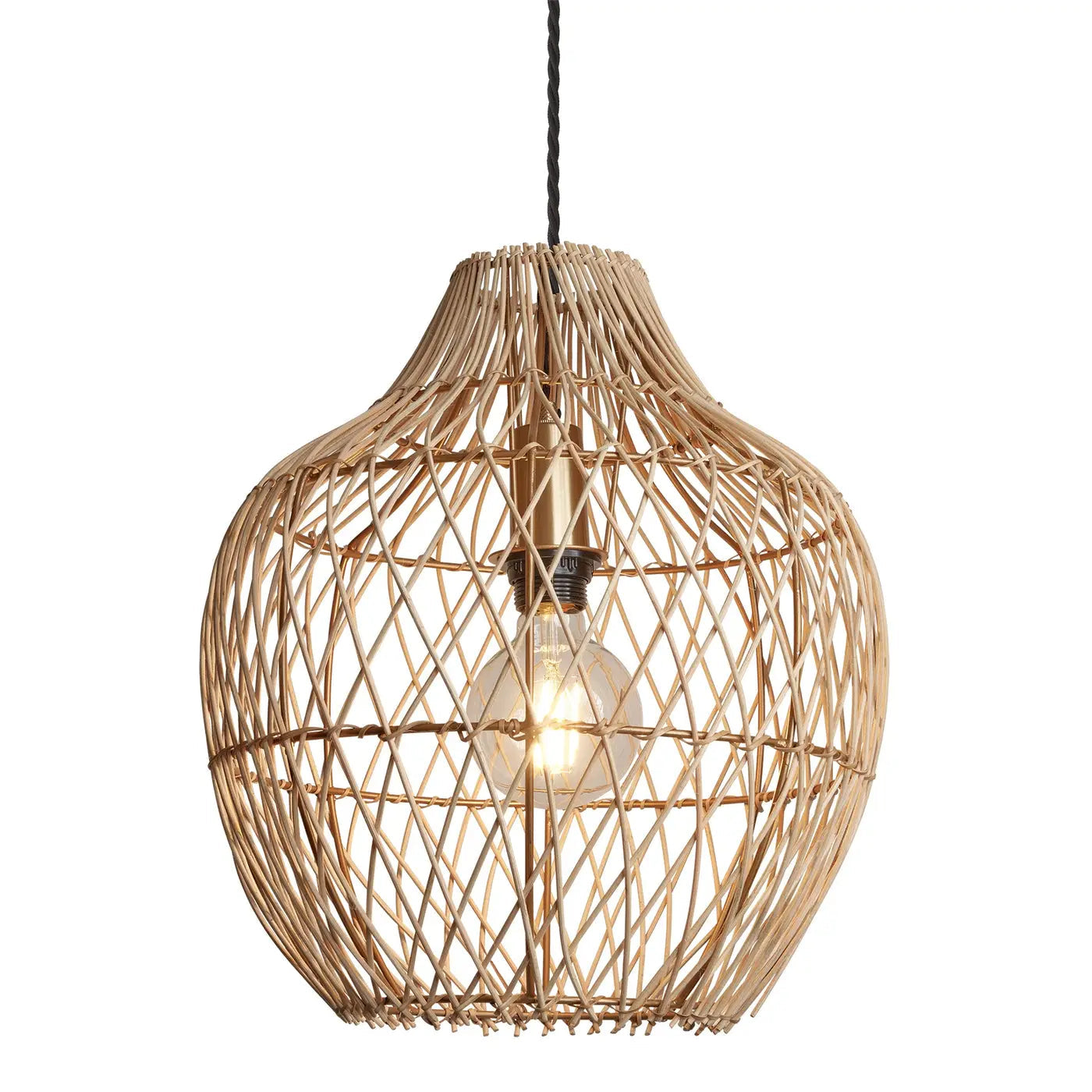 Coastal Rattan Ceiling Pendant Light - 14 inch - Pear