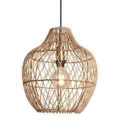 Coastal Rattan Ceiling Pendant Light - 14 inch - Pear