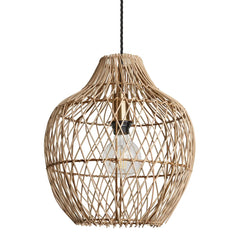 Coastal Rattan Ceiling Pendant Light - 14 inch - Pear