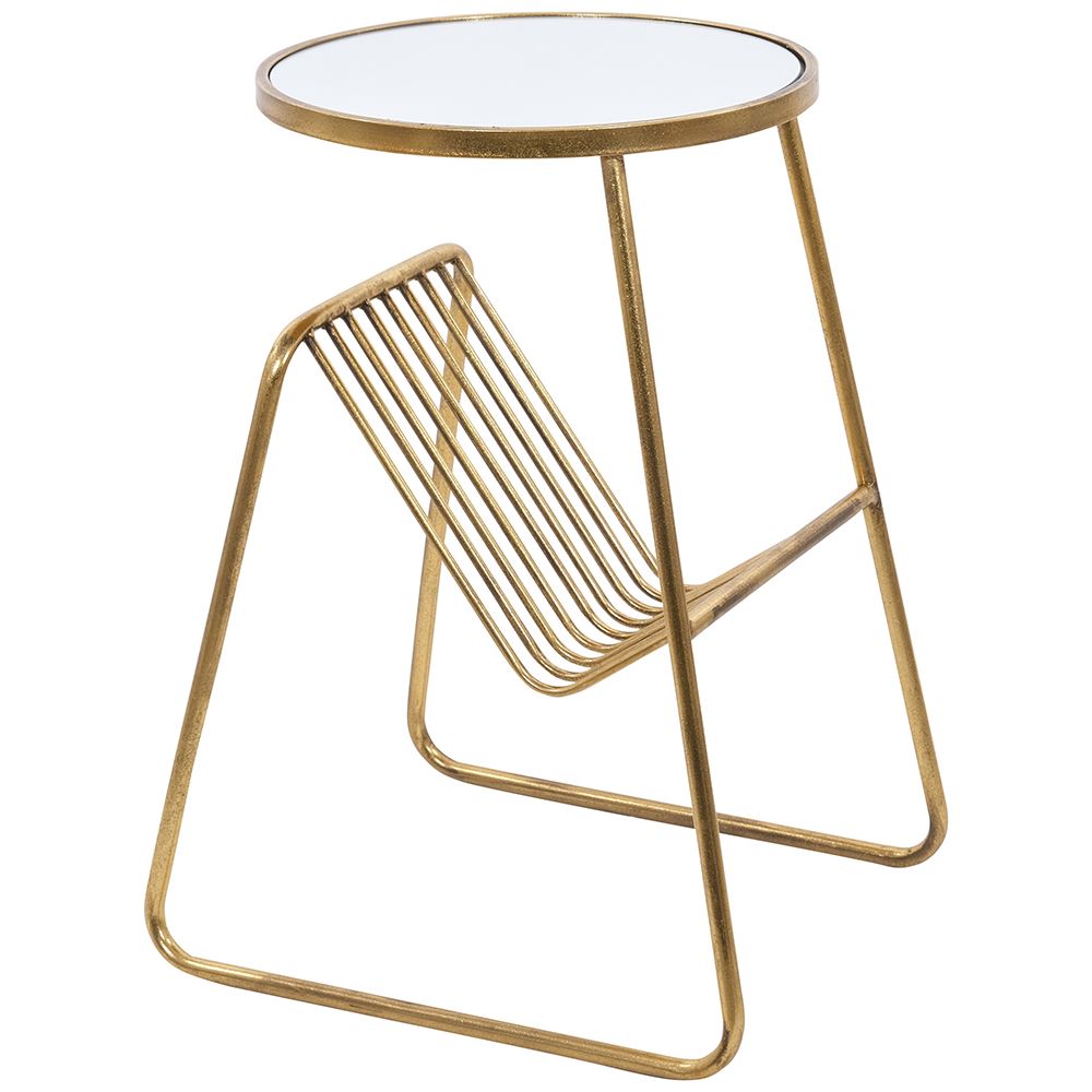 Gold Magazine Rack Table- Antique Gold