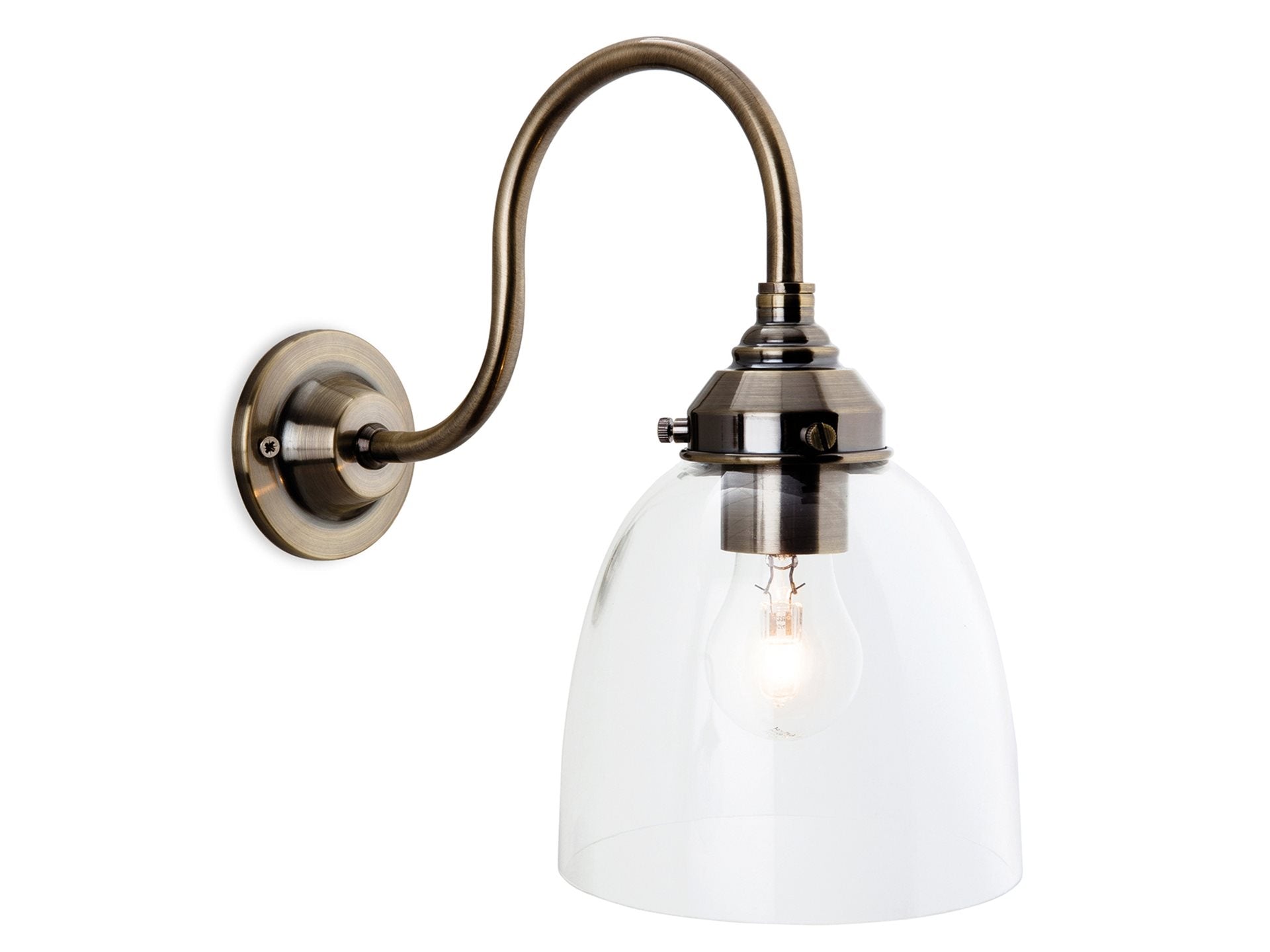 Victoria Wall Light- Antique Brass with Clear Glass