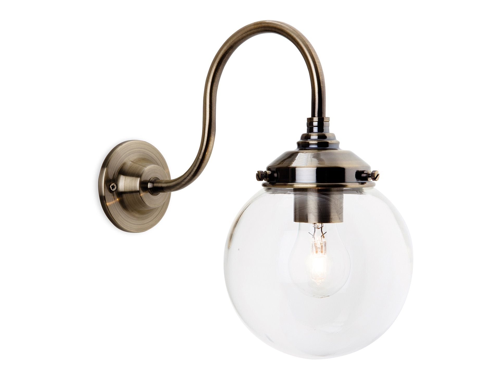 Victoria Wall Light- Antique Brass with Clear Glass