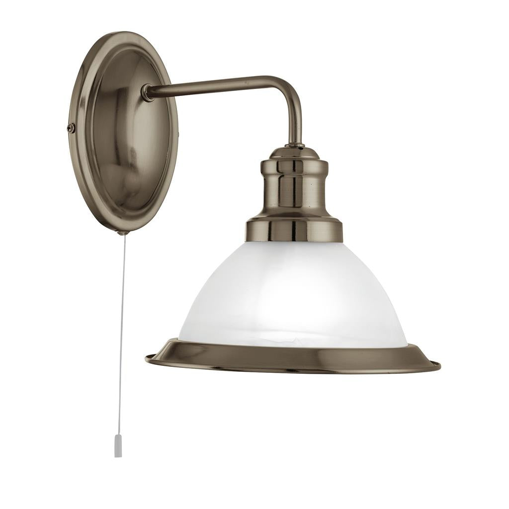 Bistro 1Lt Wall Light - Antique Brass/Satin Silver