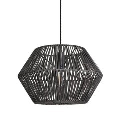 Boho Rattan Ceiling Pendant Light - 15 Inch - Hex
