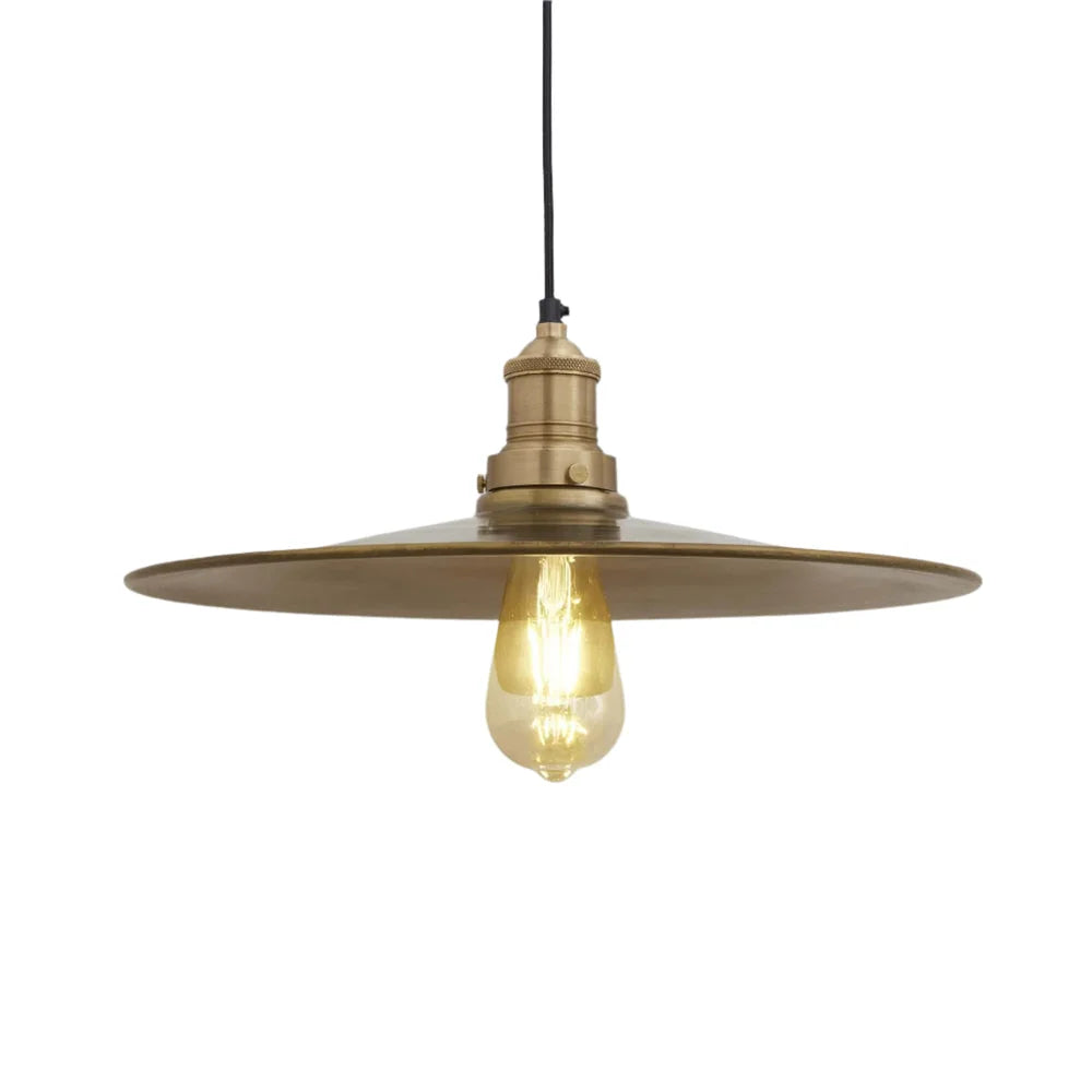 Sleek Flat Pendant - 15 Inch - Brass/Pewter