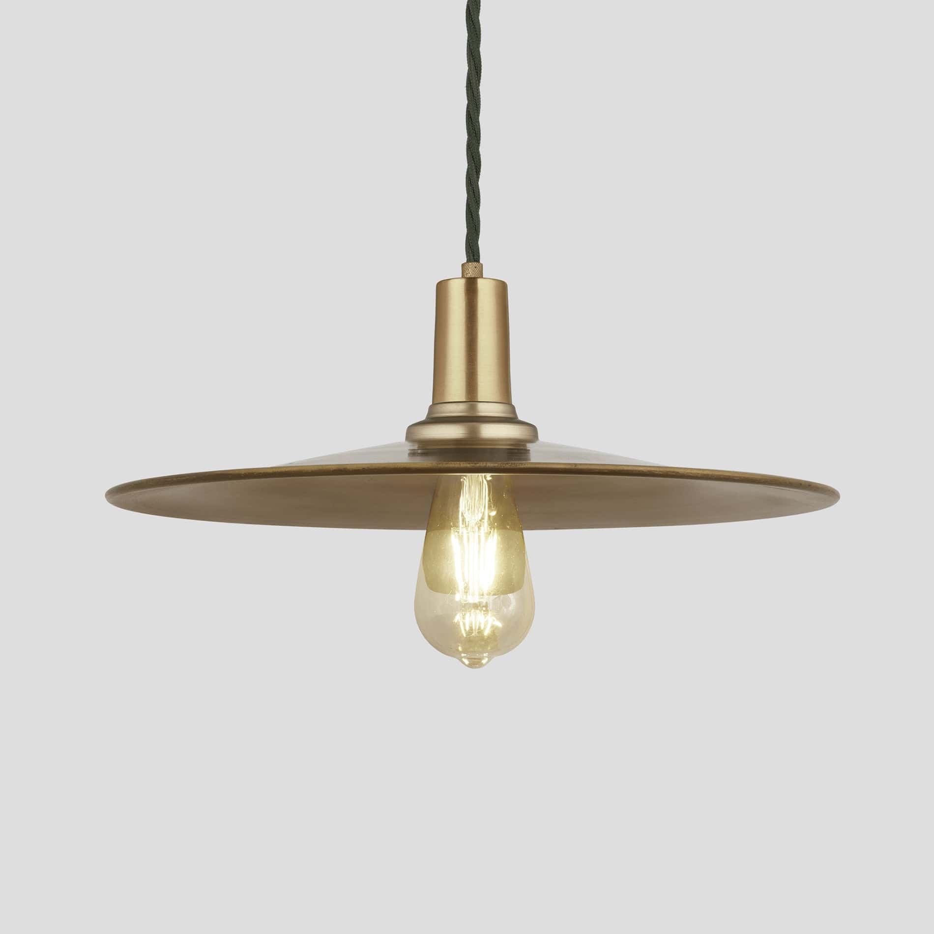 Sleek Flat Pendant - 15 Inch - Brass/Pewter