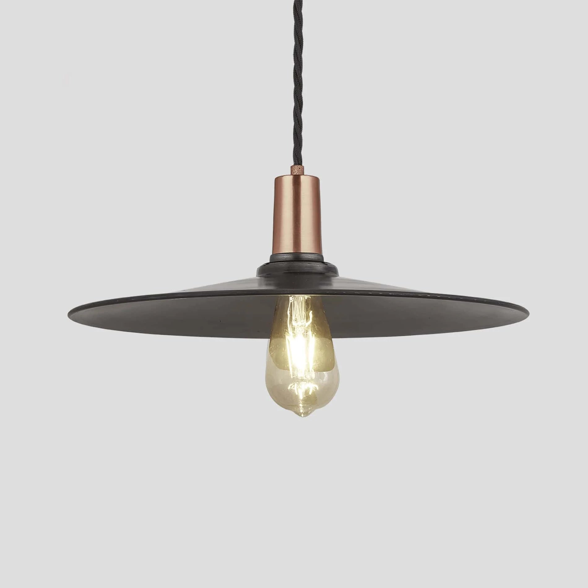 Sleek Flat Pendant - 15 Inch - Brass/Pewter