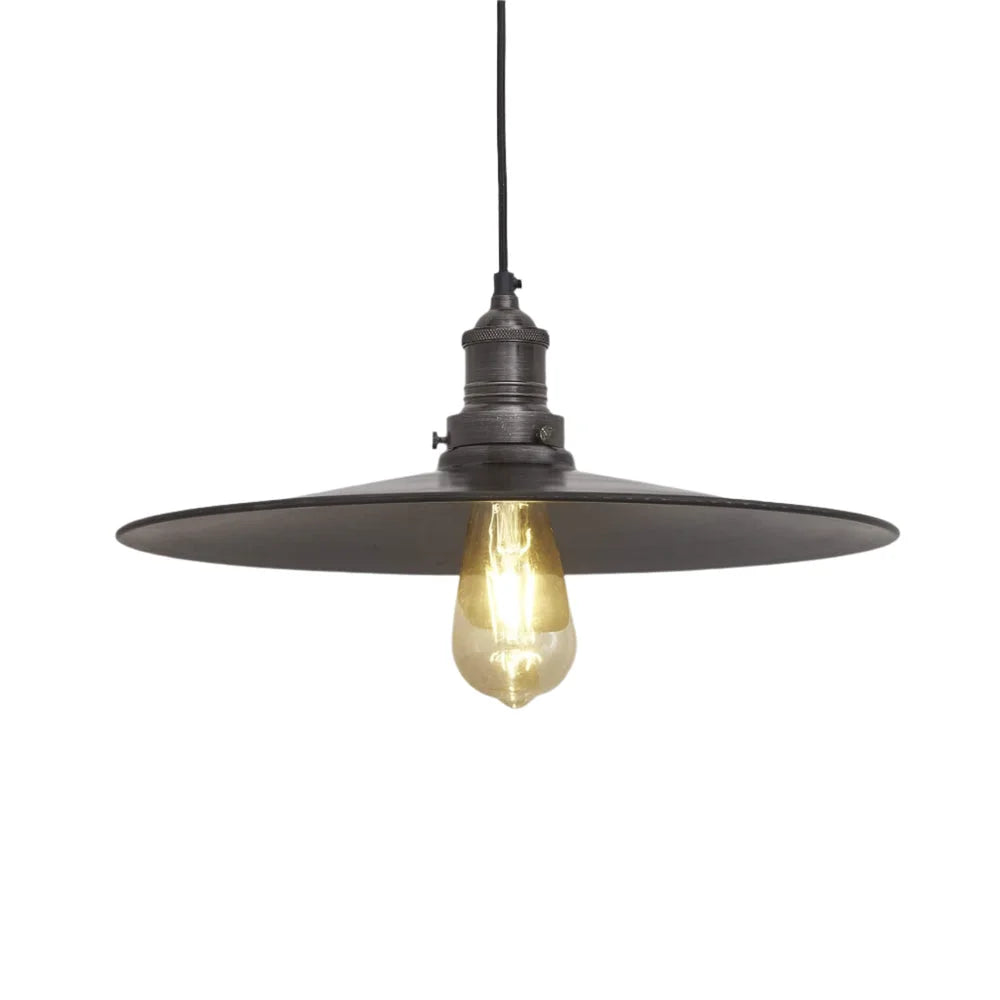 Sleek Flat Pendant - 15 Inch - Brass/Pewter