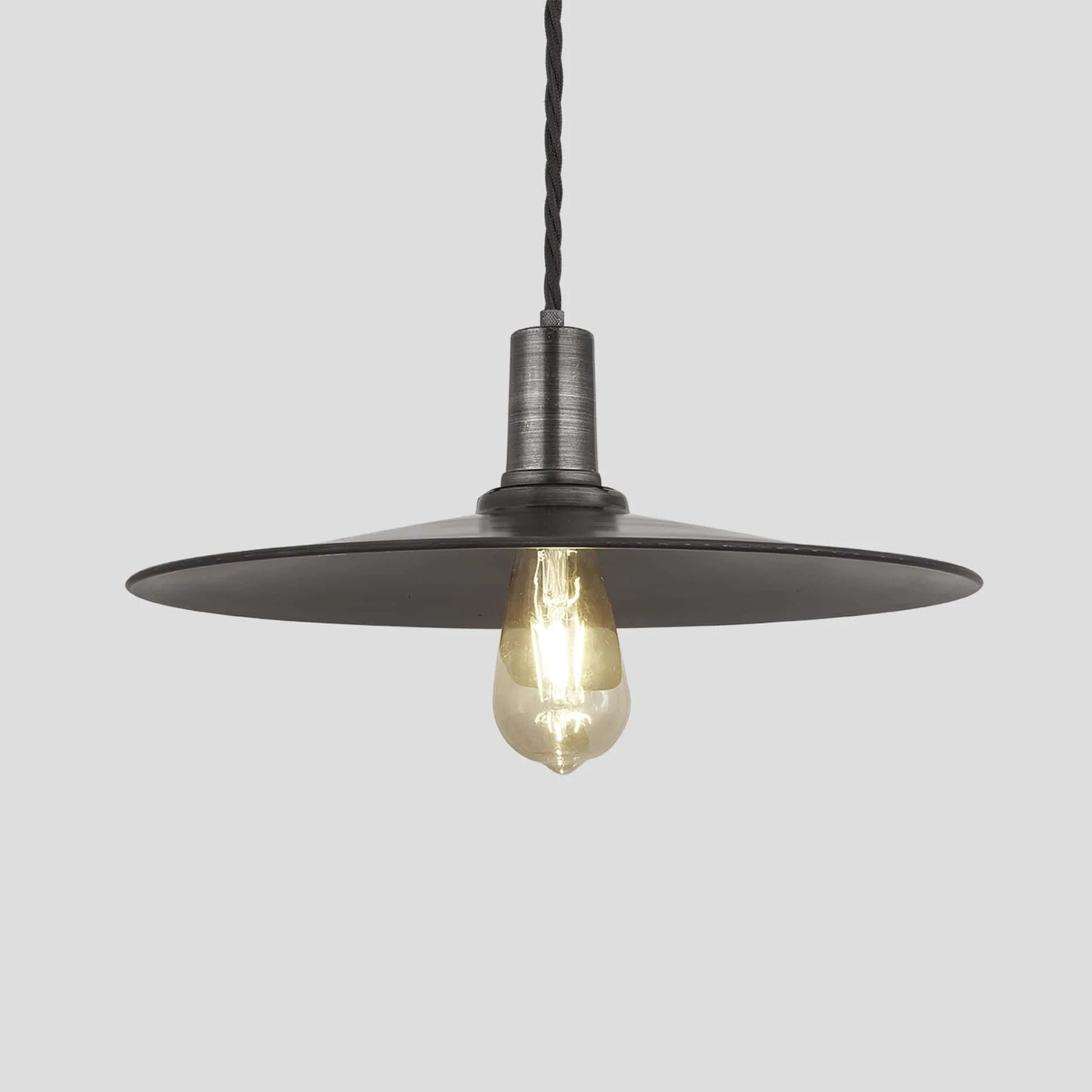 Sleek Flat Pendant - 15 Inch - Brass/Pewter