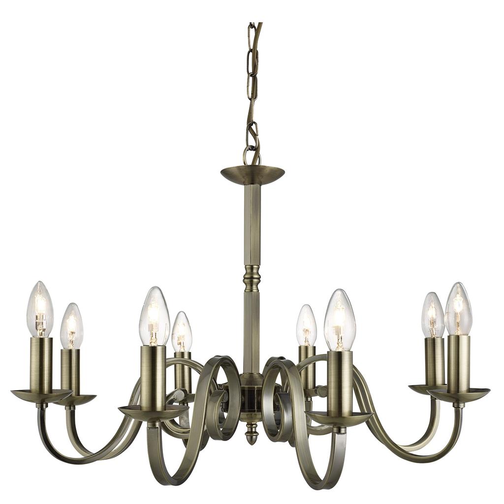 Richmond 5/8Lt Multi-Arm Pendant - Antique Brass/Satin Silver Metal