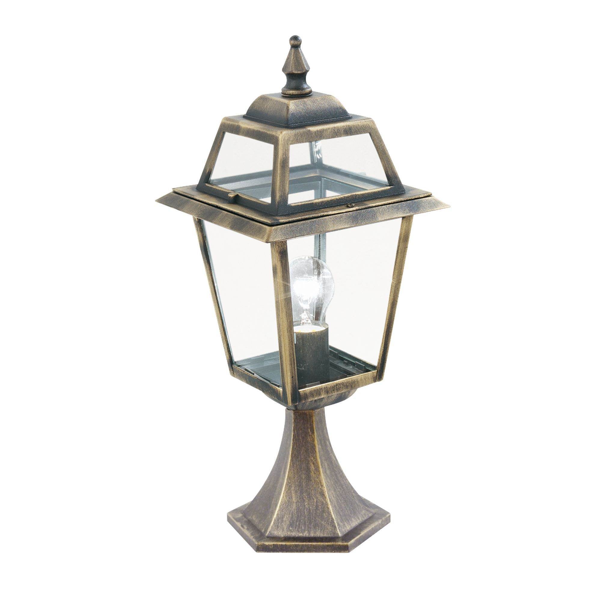 1524 NEW ORLEANS ALUMINIUM IP44 BLACK GOLD OUTDOOR POST LAMP, CLEAR GLASS - Cusack Lighting