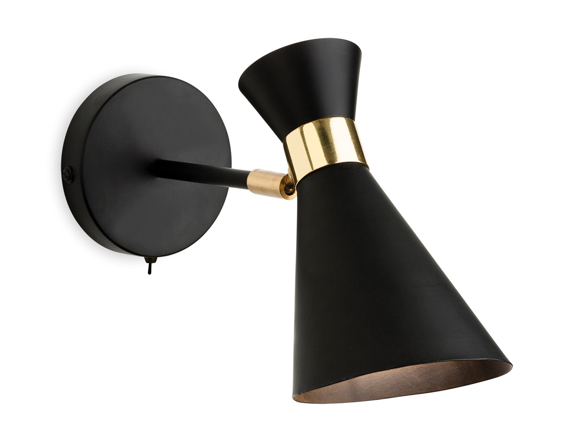 Ohio Wall Light- Black with Brass