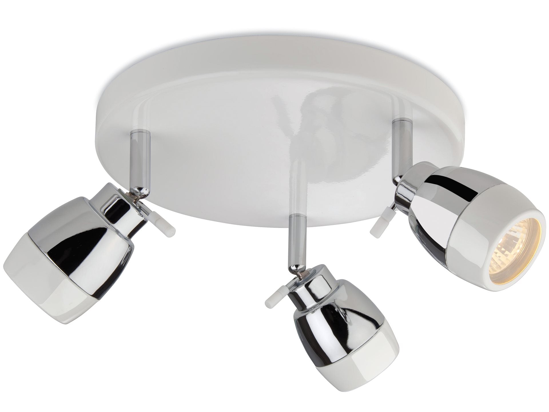 Marine 3Lt Flush Ceiling Light- Chrome/ White Finishes