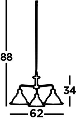 Bistro 3/5Lt Multi-Arm Pendant- Satin Silver/Antique Brass Finish