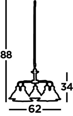 Bistro 3/5Lt Multi-Arm Pendant- Satin Silver/Antique Brass Finish