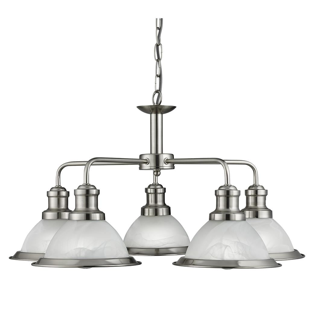 Bistro 3/5Lt Multi-Arm Pendant- Satin Silver/Antique Brass Finish