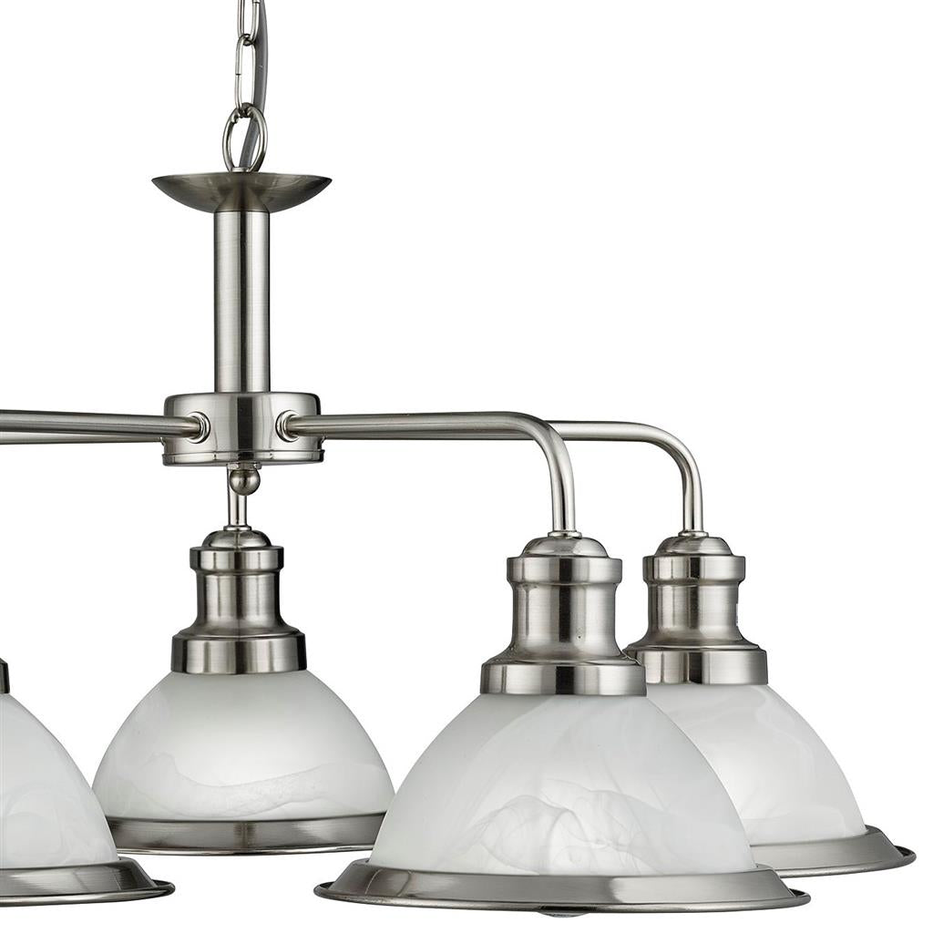 Bistro 3/5Lt Multi-Arm Pendant- Satin Silver/Antique Brass Finish