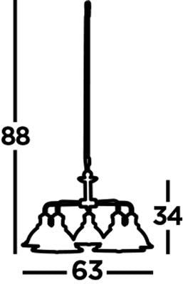 Bistro 3/5Lt Multi-Arm Pendant- Satin Silver/Antique Brass Finish