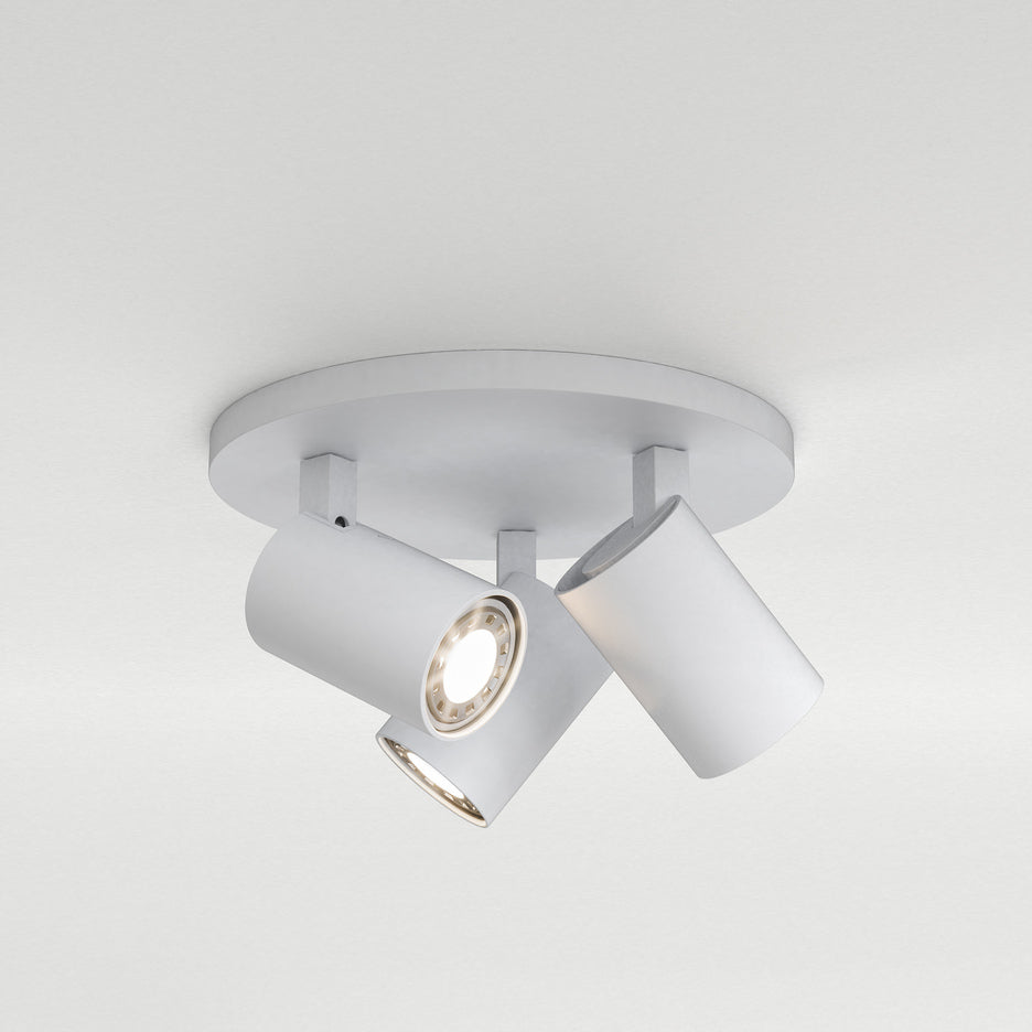 Ascoli Triple Round Flush Light - Bronze/Matt Black/Matt Nickel/Textured White Finish