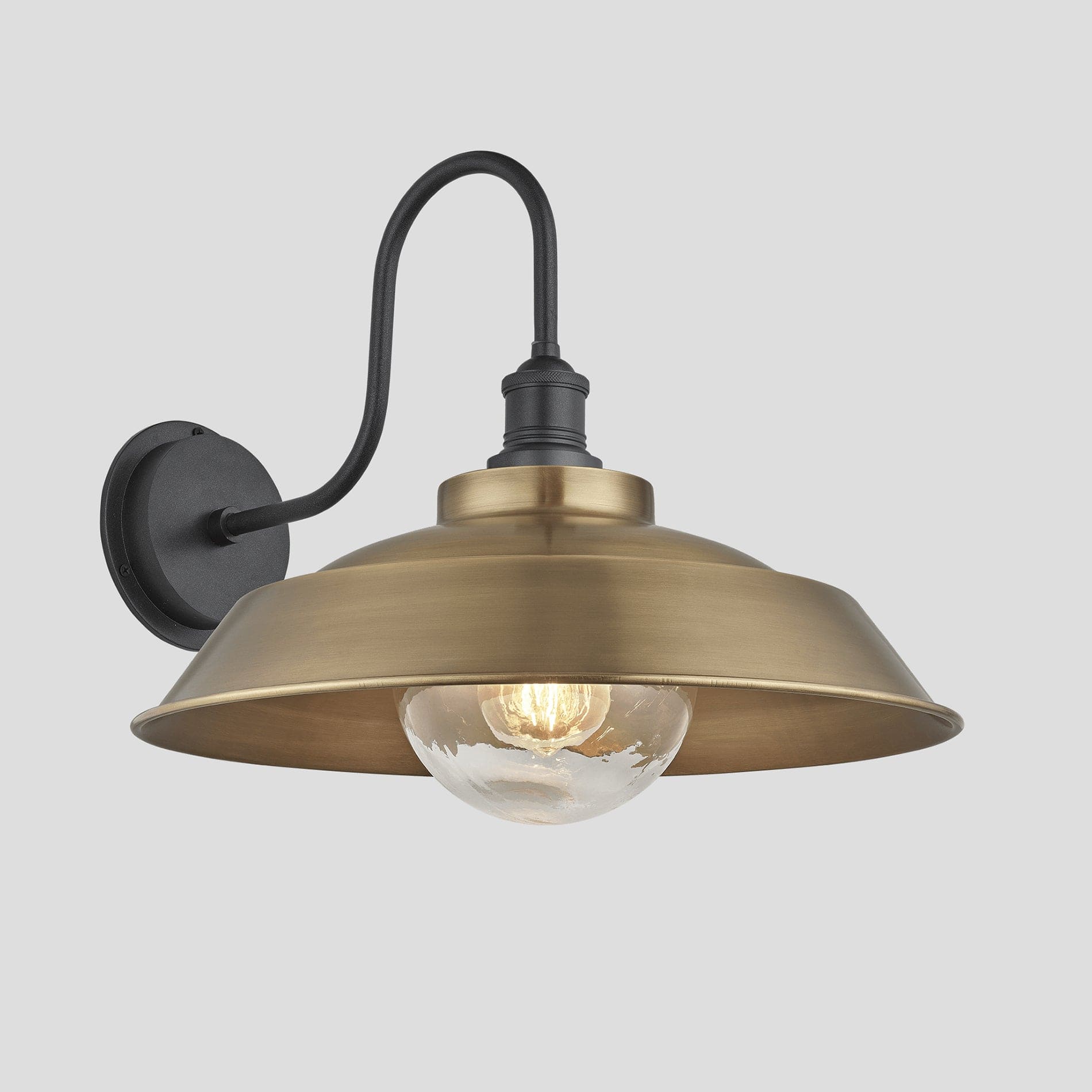 Swan Neck Outdoor & Bathroom Step Wall Light - 16"/18" - Brass