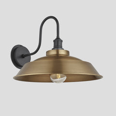 Swan Neck Outdoor & Bathroom Step Wall Light - 16"/18" - Brass
