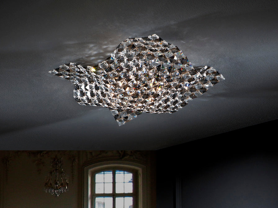 Saten 4/5Lt Crystal Flush Ceiling Light