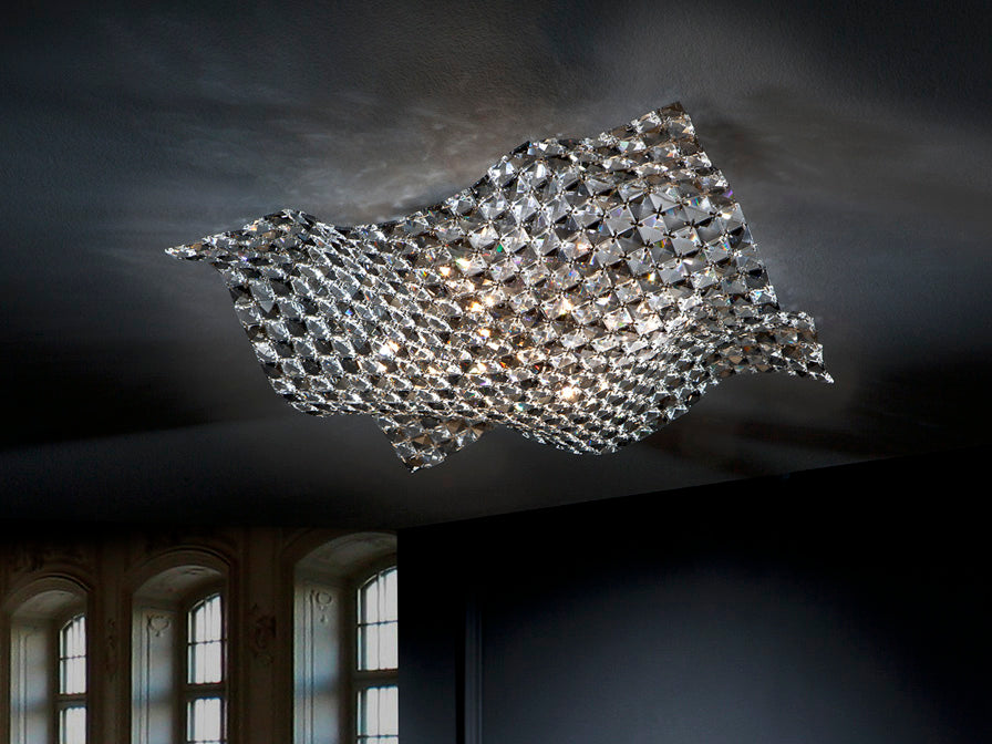 Saten 4/5Lt Crystal Flush Ceiling Light