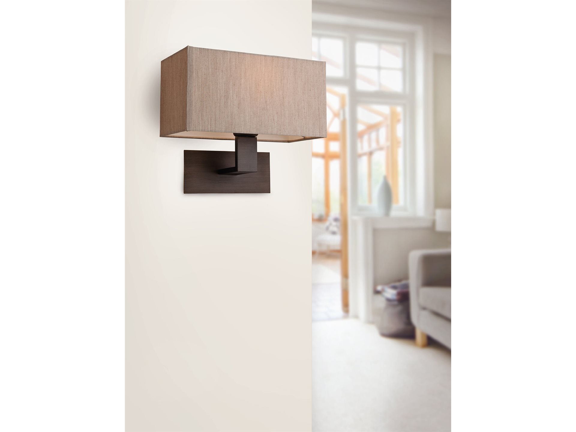 Prince Single Wall Light- Bronze with Oyster Shade