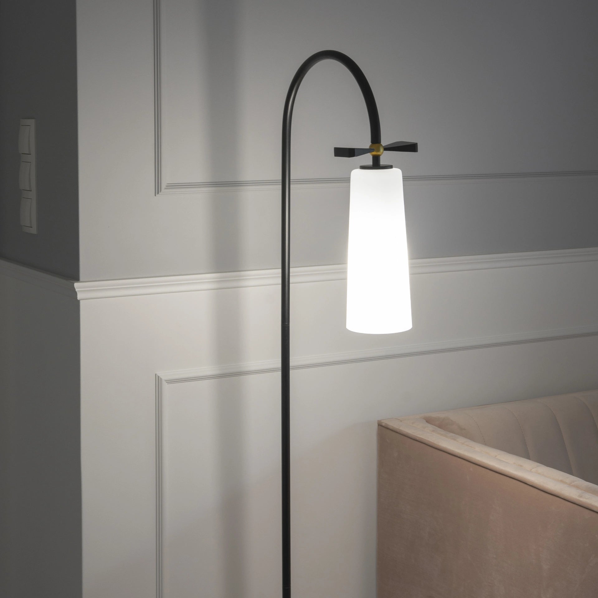 Floor lamp BOW White & Black Finish Marble Base