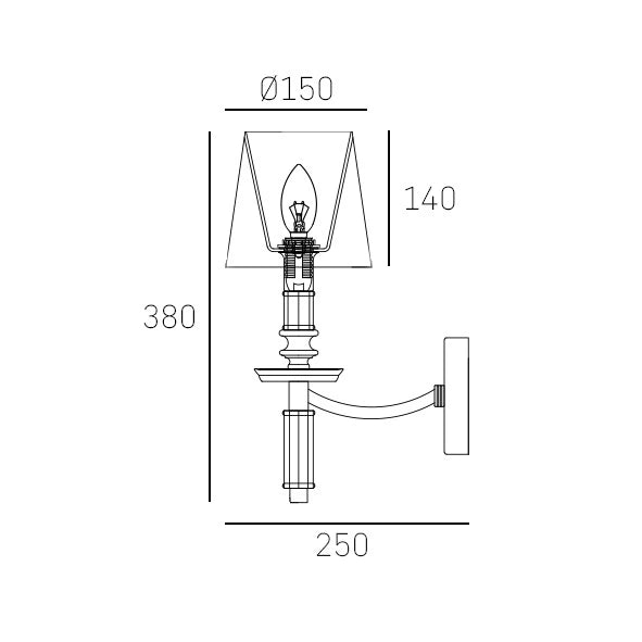 Siena 1Lt Wall Lamp - Nickel