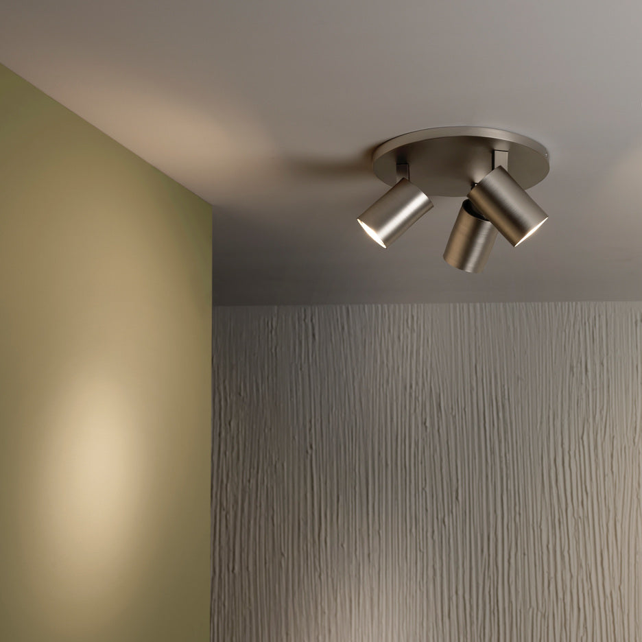 Ascoli Triple Round Flush Light - Bronze/Matt Black/Matt Nickel/Textured White Finish