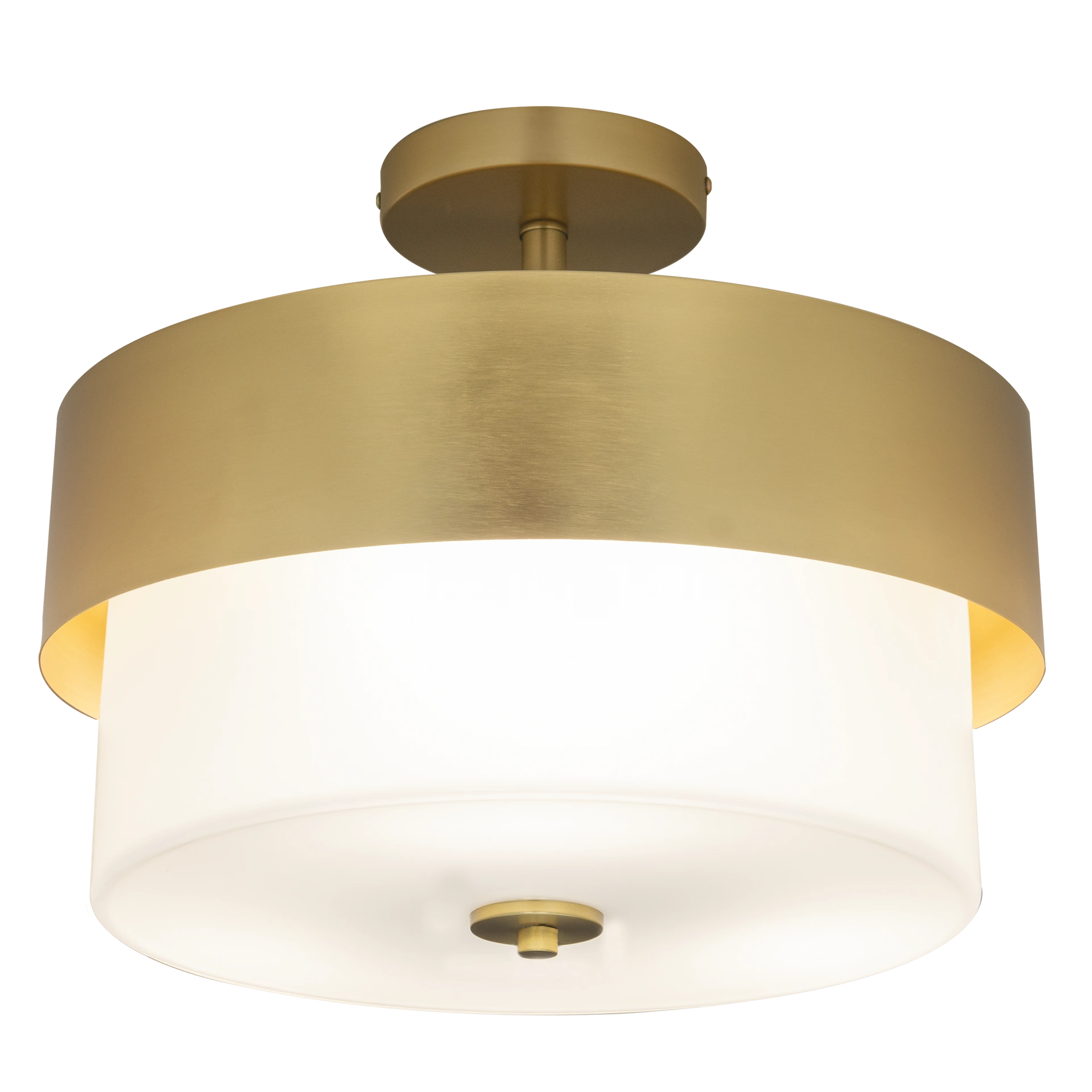 Cork 3Lt Semi Flush Ceiling Light - Brass Finish
