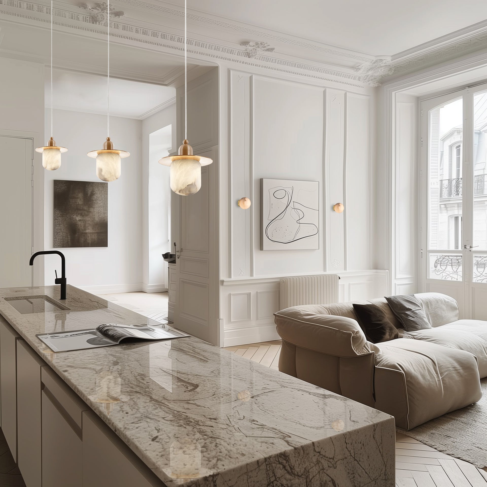 Volterra Shaded Single Pendant - Alabaster