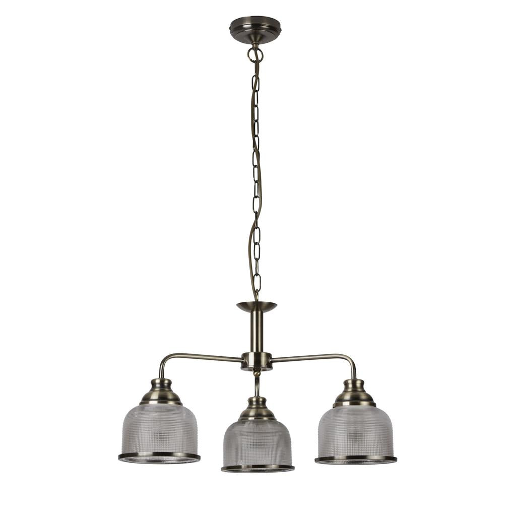 Bistro 3/5Lt Multi-Arm Pendant- Satin Silver/Antique Brass Finish