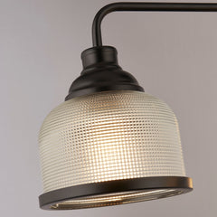 Highworth 3/5Lt Multi-Arm Pendant - Black Metal & Holophane Style Glass