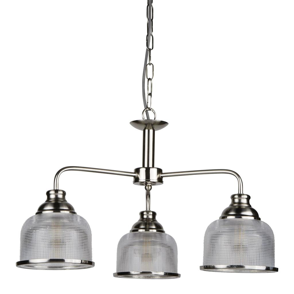 Bistro 3/5Lt Multi-Arm Pendant- Satin Silver/Antique Brass Finish