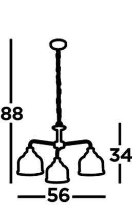 Bistro 3/5Lt Multi-Arm Pendant- Satin Silver/Antique Brass Finish