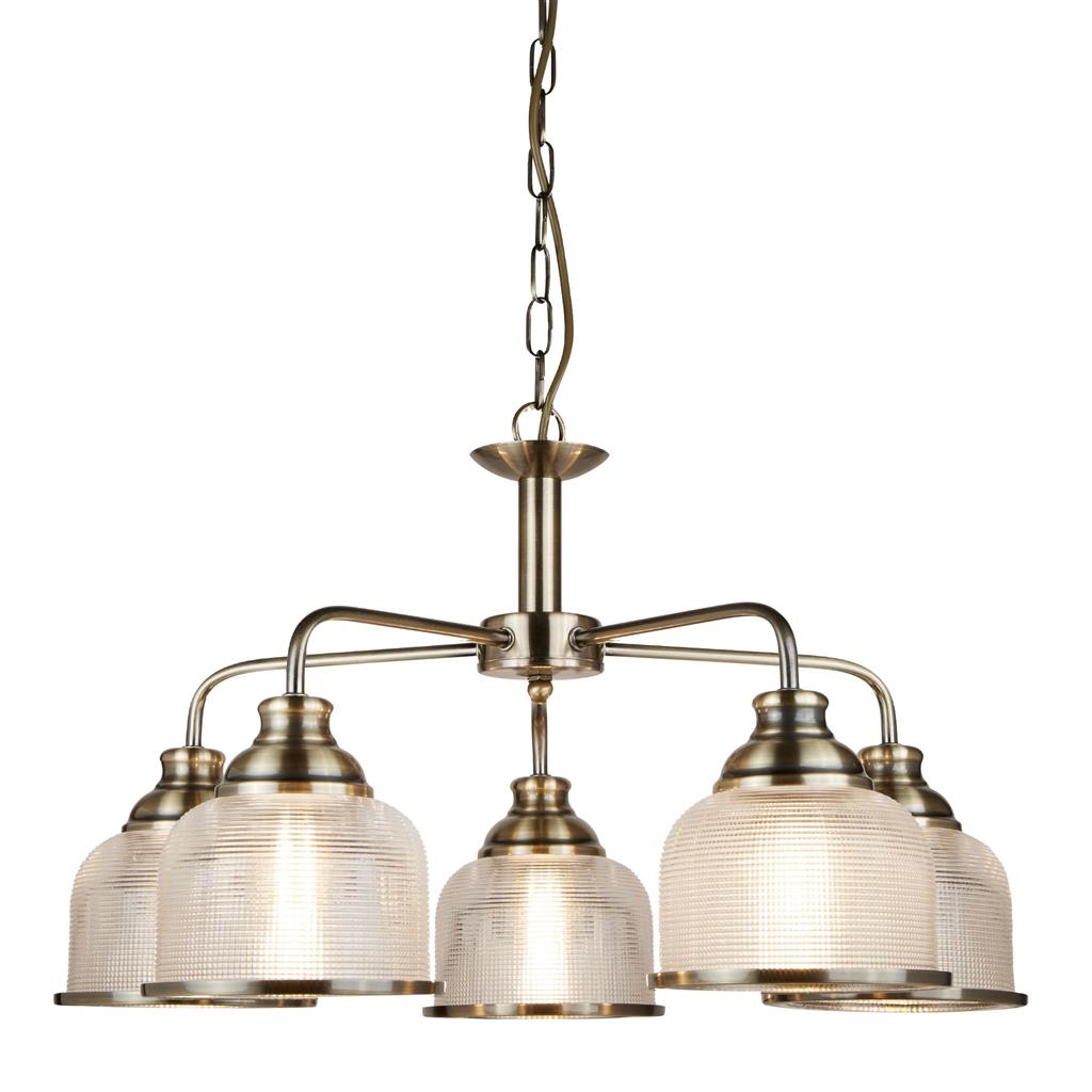 Bistro 3/5Lt Multi-Arm Pendant- Satin Silver/Antique Brass Finish
